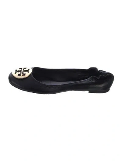 Pre-owned Tory Burch Leather Ballet Flats In Black