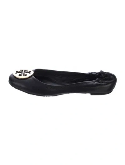Pre-owned Tory Burch Leather Ballet Flats In Black