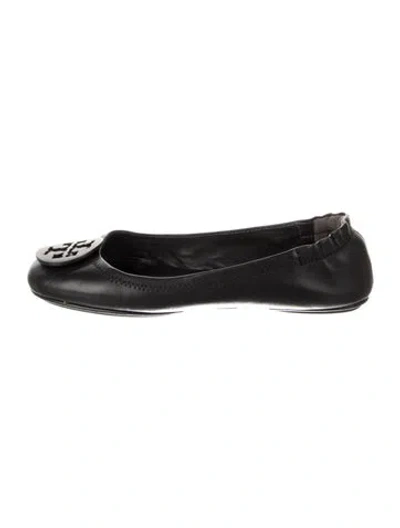 Pre-owned Tory Burch Leather Ballet Flats In Black