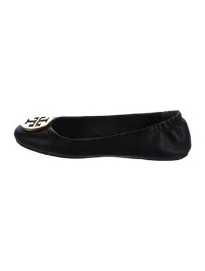 Pre-owned Tory Burch Leather Ballet Flats In Black