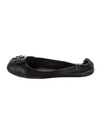 Pre-owned Tory Burch Leather Ballet Flats In Black