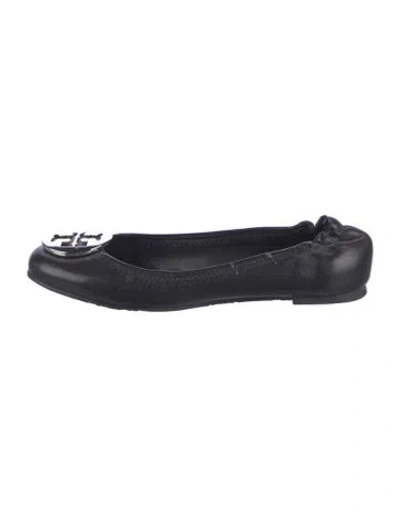 Pre-owned Tory Burch Leather Ballet Flats In Black