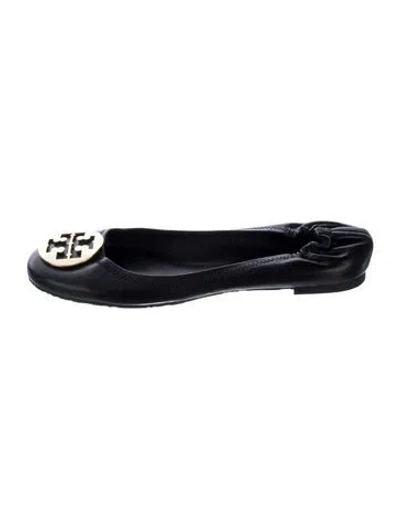 Pre-owned Tory Burch Leather Ballet Flats In Black
