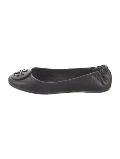 Pre-owned Tory Burch Leather Ballet Flats In Black