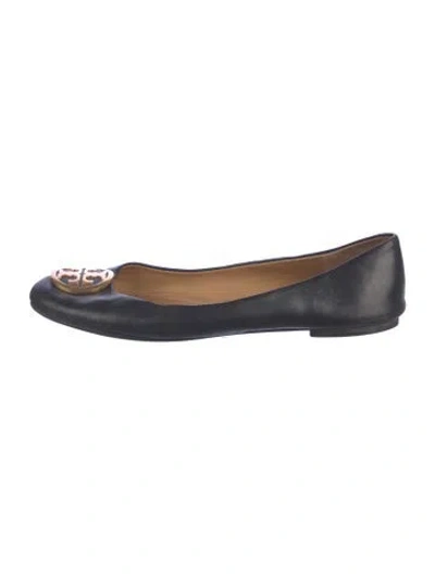 Pre-owned Tory Burch Leather Ballet Flats In Black