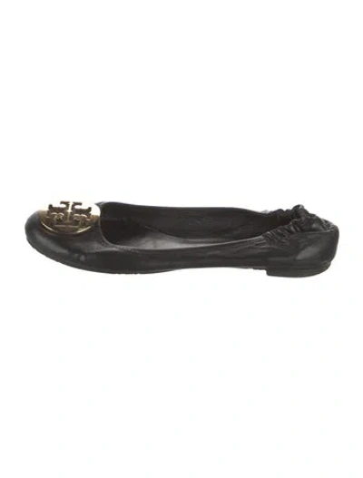 Pre-owned Tory Burch Leather Ballet Flats In Black