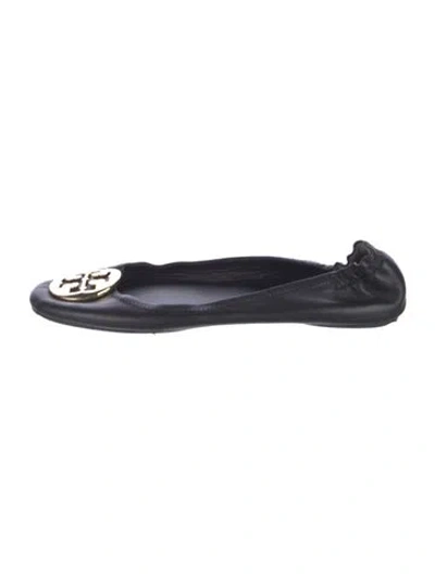 Pre-owned Tory Burch Leather Ballet Flats In Black