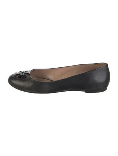 Pre-owned Tory Burch Leather Ballet Flats In Black