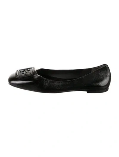 Pre-owned Tory Burch Leather Ballet Flats In Black