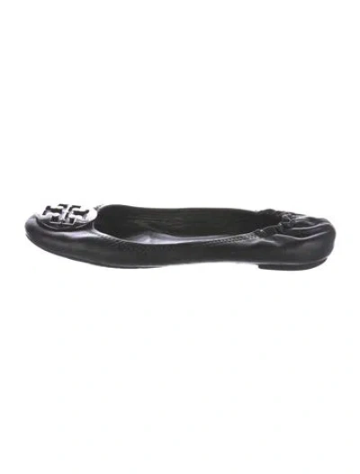 Pre-owned Tory Burch Leather Ballet Flats In Black