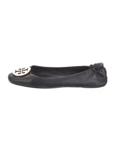 Pre-owned Tory Burch Leather Ballet Flats In Black