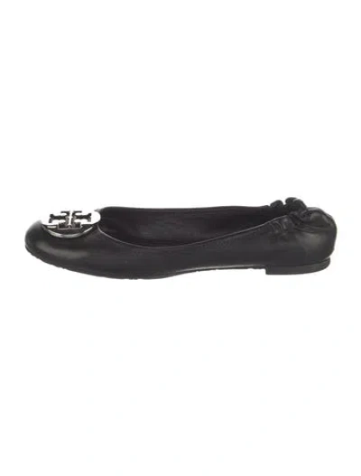 Pre-owned Tory Burch Leather Ballet Flats In Black