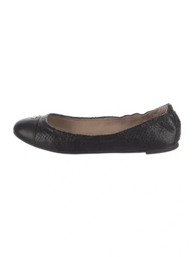 Pre-owned Tory Burch Leather Ballet Flats In Black