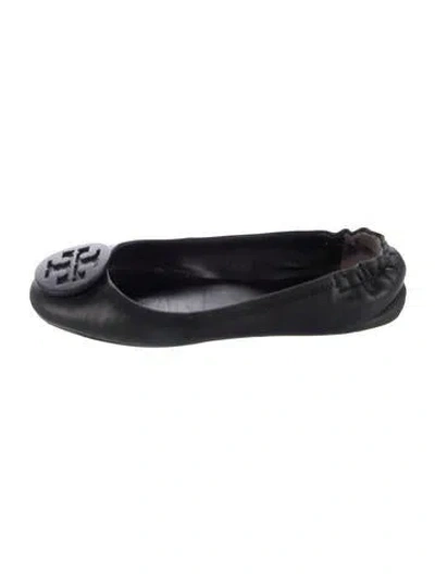Pre-owned Tory Burch Leather Ballet Flats In Black