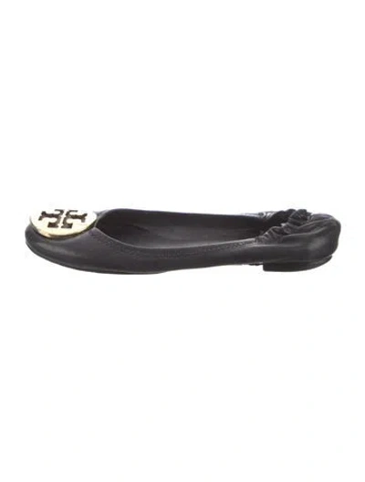 Pre-owned Tory Burch Leather Ballet Flats In Black