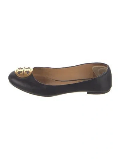 Pre-owned Tory Burch Leather Ballet Flats In Black