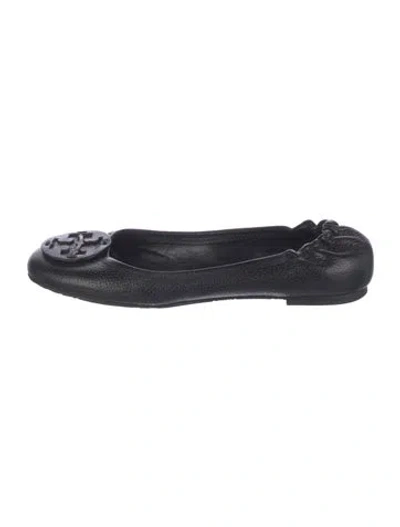 Pre-owned Tory Burch Leather Ballet Flats In Black