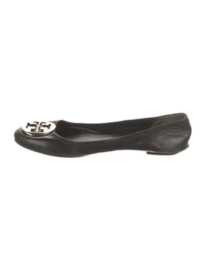 Pre-owned Tory Burch Leather Ballet Flats In Black