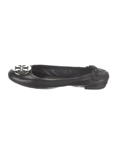 Pre-owned Tory Burch Leather Ballet Flats In Black