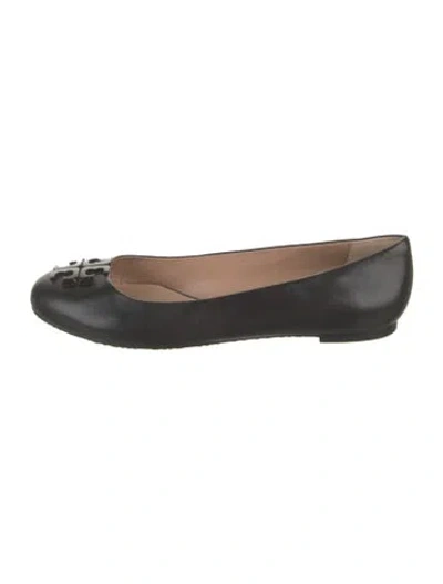 Pre-owned Tory Burch Leather Ballet Flats In Black