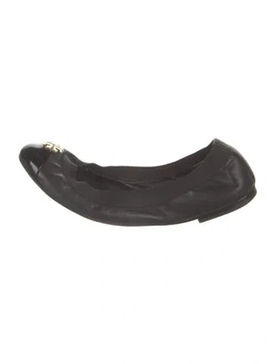 Pre-owned Tory Burch Leather Ballet Flats In Black