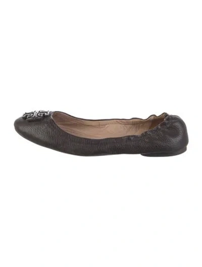 Pre-owned Tory Burch Leather Ballet Flats In Black