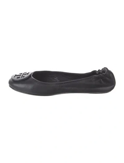 Pre-owned Tory Burch Leather Ballet Flats In Black