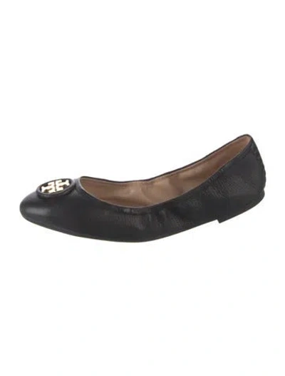 Pre-owned Tory Burch Leather Ballet Flats In Black