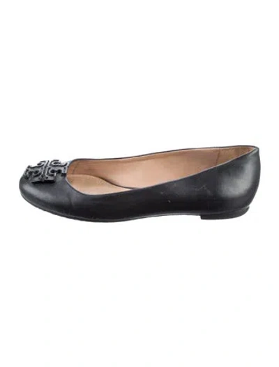 Pre-owned Tory Burch Leather Ballet Flats In Black