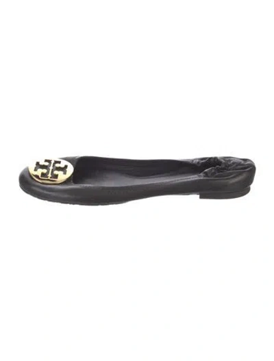 Pre-owned Tory Burch Leather Ballet Flats In Black