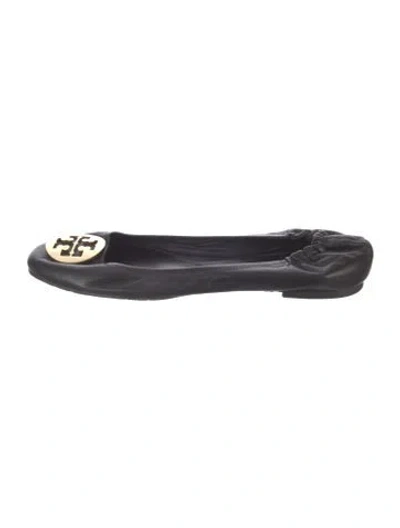 Pre-owned Tory Burch Leather Ballet Flats In Black