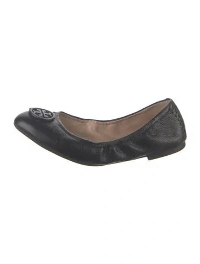 Pre-owned Tory Burch Leather Ballet Flats In Black