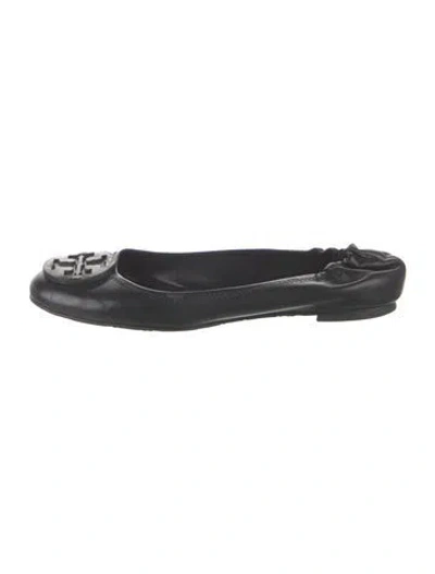 Pre-owned Tory Burch Leather Ballet Flats In Black