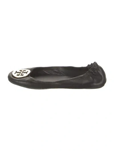 Pre-owned Tory Burch Leather Ballet Flats In Black