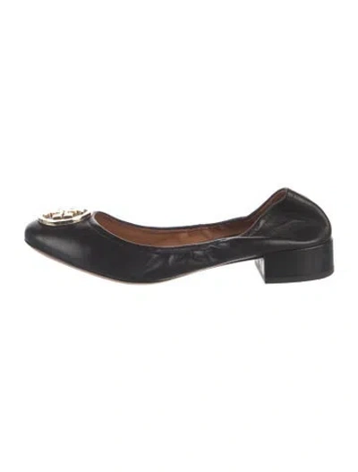 Pre-owned Tory Burch Leather Ballet Flats In Black