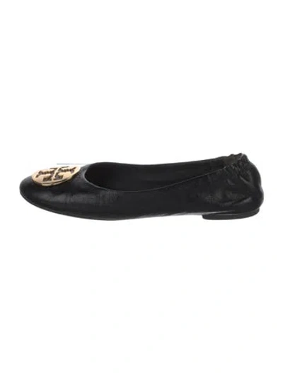 Pre-owned Tory Burch Leather Ballet Flats In Black
