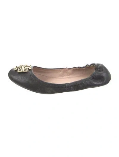 Pre-owned Tory Burch Leather Ballet Flats In Black