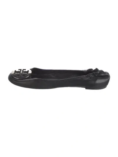 Pre-owned Tory Burch Leather Ballet Flats In Black