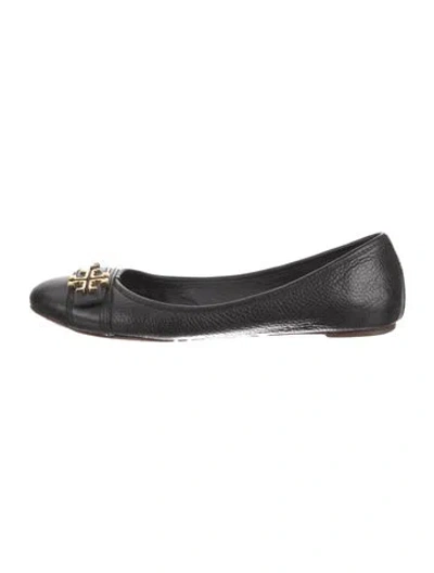 Pre-owned Tory Burch Leather Ballet Flats In Black