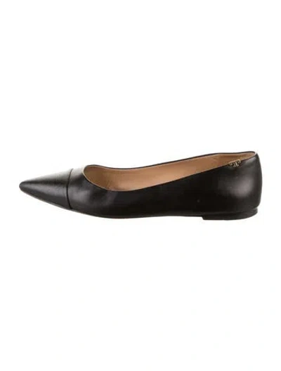 Pre-owned Tory Burch Leather Ballet Flats In Black