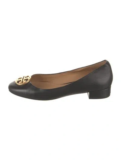 Pre-owned Tory Burch Leather Ballet Flats In Black