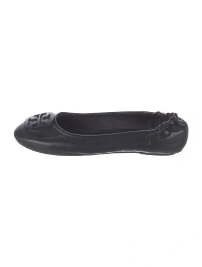 Pre-owned Tory Burch Leather Ballet Flats In Black