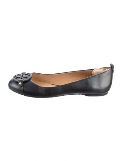 Pre-owned Tory Burch Leather Ballet Flats In Black