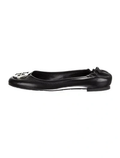 Pre-owned Tory Burch Leather Ballet Flats In Black