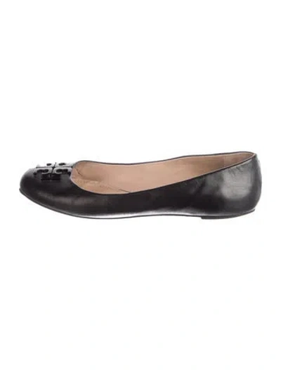 Pre-owned Tory Burch Leather Ballet Flats In Black