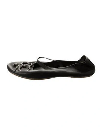 Pre-owned Tory Burch Leather Ballet Flats In Black