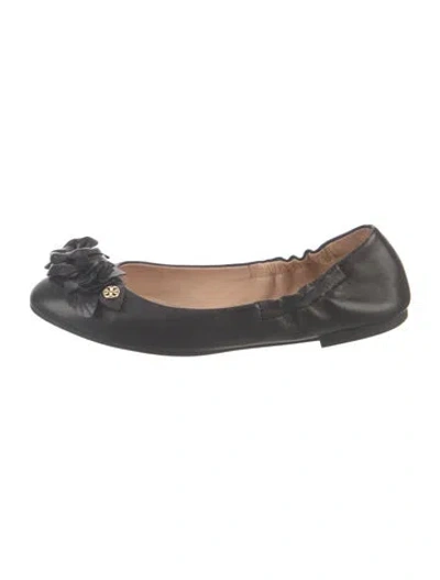 Pre-owned Tory Burch Leather Ballet Flats In Black