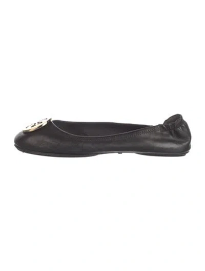 Pre-owned Tory Burch Leather Ballet Flats In Black