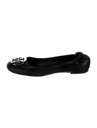 Pre-owned Tory Burch Leather Ballet Flats In Black
