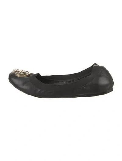 Pre-owned Tory Burch Leather Ballet Flats In Black